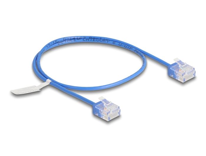 Delock RJ45 Netwerkkabel Cat.6 UTP Ultra Slim 0,5 m blauw met korte stekkers