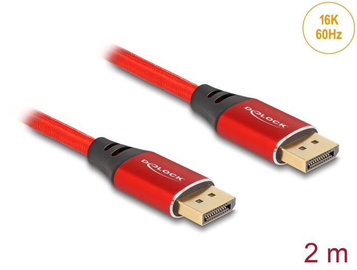 Delock DisplayPort Kabel 16K 60 Hz 2 m rood Metaal
