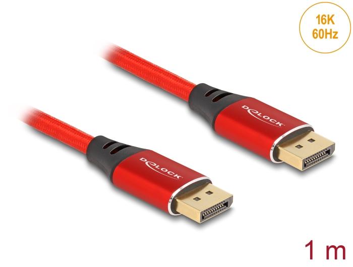 Câble DisplayPort Delock 16K 60 Hz 1 m rouge Métal