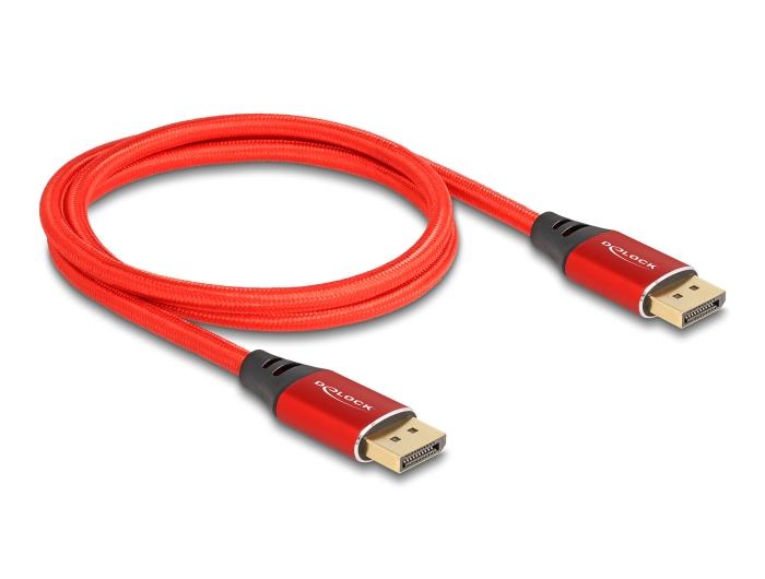 Delock DisplayPort Kabel 16K 60 Hz 1 m rood Metaal