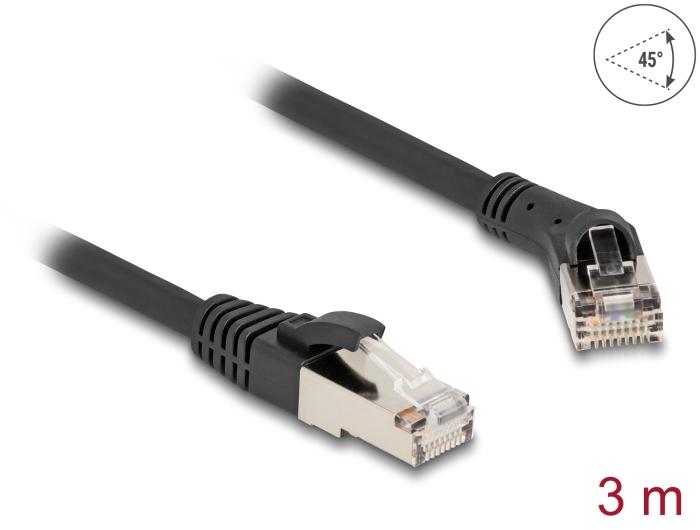 Câble réseau Delock RJ45 Cat.8.1 S/FTP, connecteur 45 coudé à droite