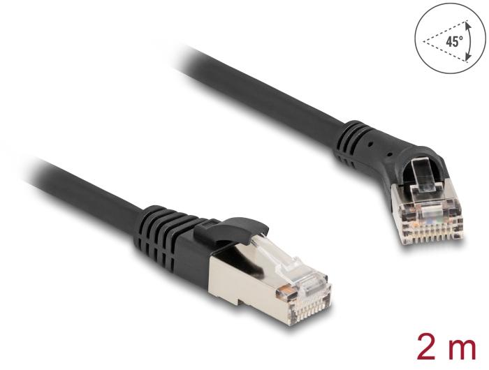 Delock RJ45 netwerkkabel Cat.8.1 S/FTP Stekker 45 naar rechts gehoekte