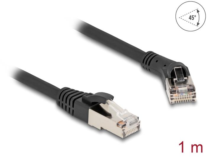 Delock RJ45 Netwerkkabel Cat.8.1 S/FTP Stekker 45 naar rechts gehoekte