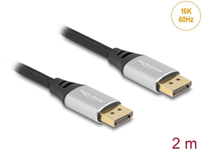 Delock DisplayPort Câble 16K 60 Hz 2 m argent Métal