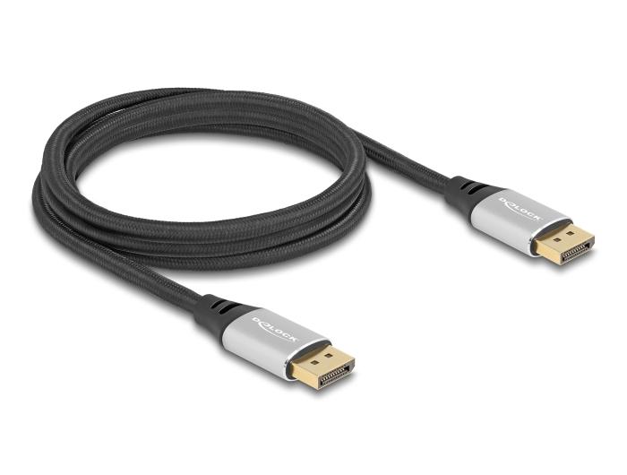 Delock DisplayPort Kabel 16K 60 Hz 2 m zilver Metaal