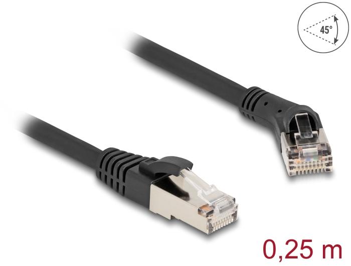 Delock RJ45 netwerkkabel Cat.8.1 S/FTP stekker 45 naar rechts gehoekte