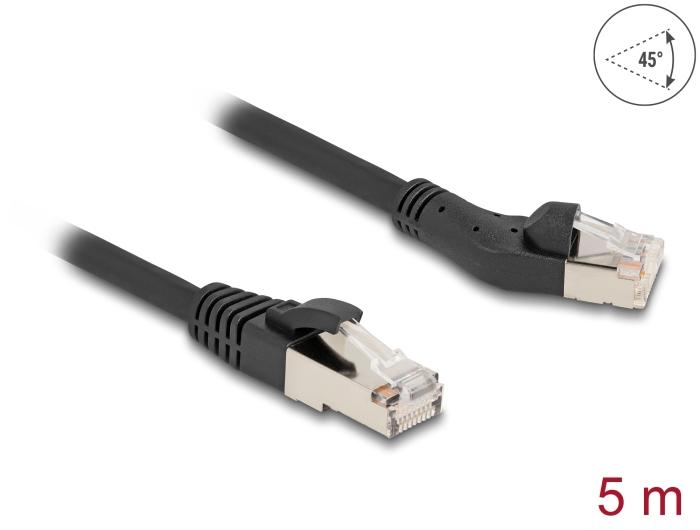 Câble réseau Delock RJ45 Cat.8.1 S/FTP, connecteur 45 anglé à gauche