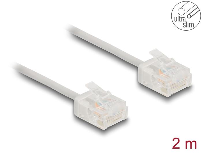 Delock RJ45 netwerkkabel Cat.6 UTP Ultra Slim 2 m grijs met korte stekkers