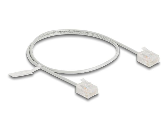 Delock RJ45 Câble réseau Cat.6 UTP Ultra Slim 0,5 m gris avec connecteurs courts