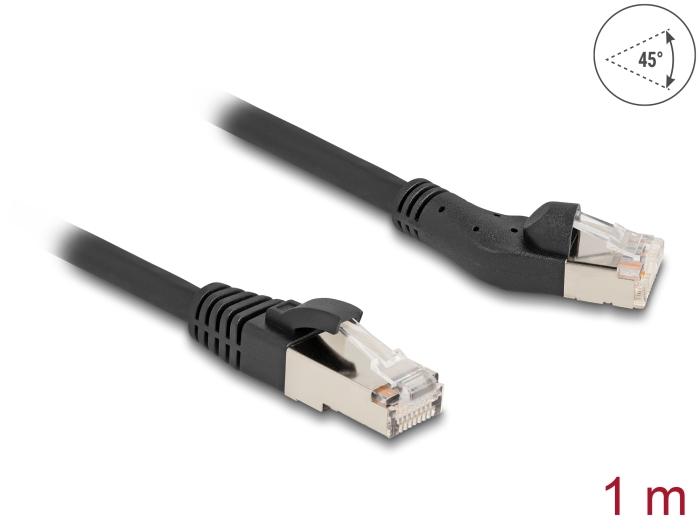 Câble réseau Delock RJ45 Cat.8.1 S/FTP, connecteur 45 anglé à gauche