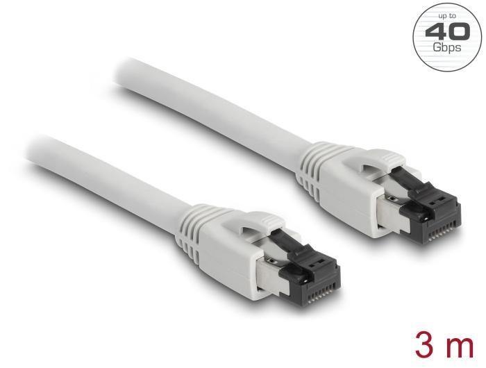 Câble réseau Delock RJ45 Cat.8.1 S/FTP 3 m jusqu'à 40 Gbps gris
