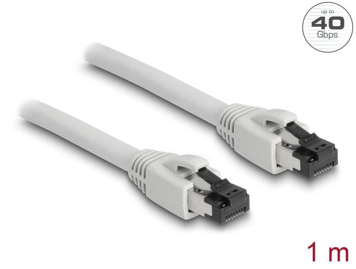 Delock RJ45 netwerkkabel Cat.8.1 S/FTP 1 m tot 40 Gbps grijs