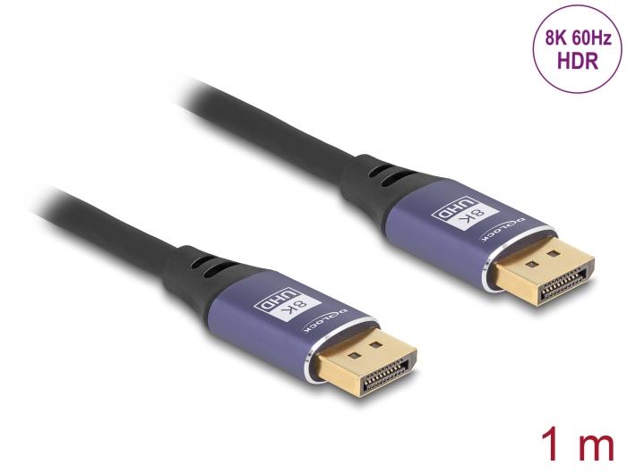 Delock DisplayPort Câble 8K 60 Hz 1 m violet Métal