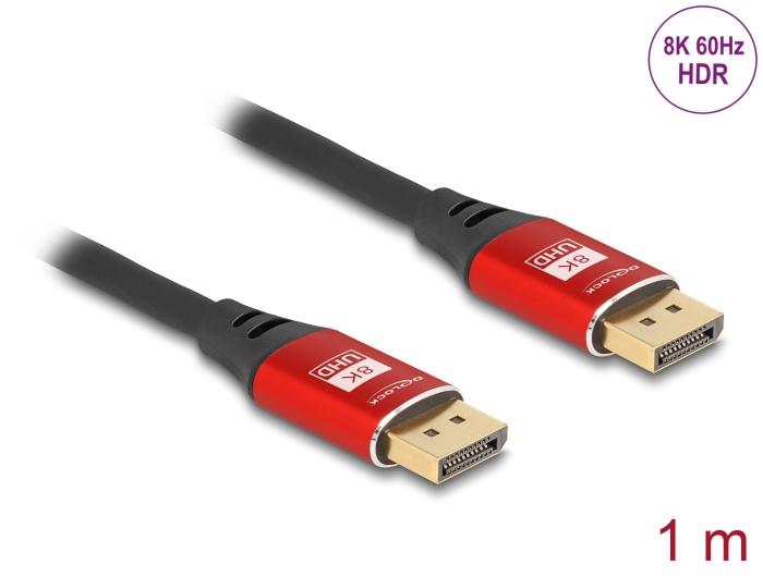 Delock DisplayPort Kabel 8K 60 Hz 1 m rood Metaal
