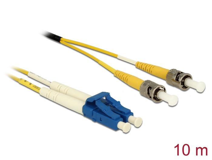 Delock Câble à fibres optiques LC Duplex vers ST Duplex Monomode OS2 10 m