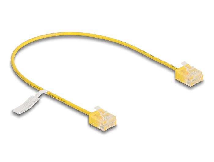 Delock RJ45 netwerkkabel Cat.6 UTP Ultra Slim 0,3 m geel met korte stekkers