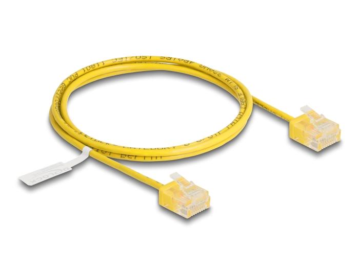 Delock RJ45 netwerkkabel Cat.6 UTP Ultra Slim 1 m geel met korte stekkers