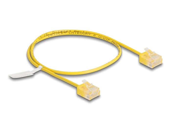 Delock RJ45 netwerkkabel Cat.6 UTP Ultra Slim 0,5 m geel met korte stekkers