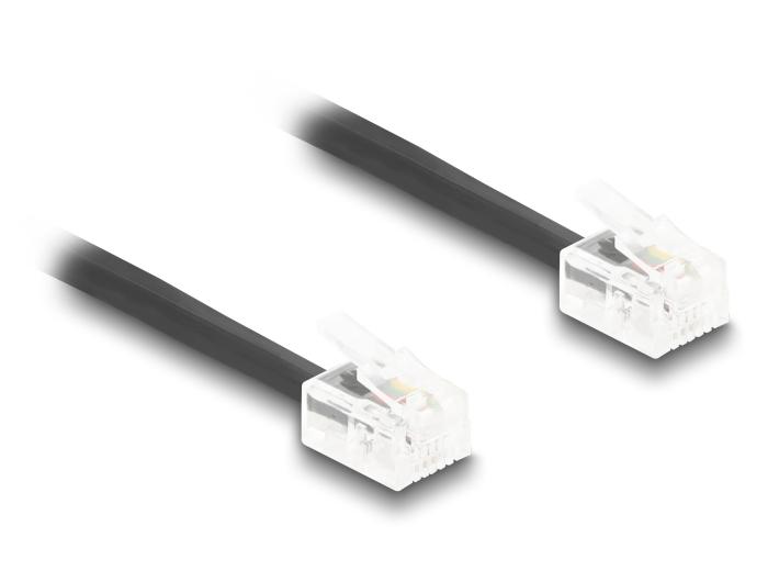 Câble téléphonique Delock / Spirale RJ11 fiche mâle vers RJ11 fiche mâle noir 3 m