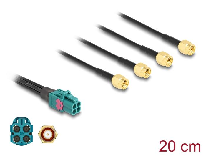 Delock Kabel Mini FAKRA Z-aansluiting Quad naar 4 x SMA-stekker