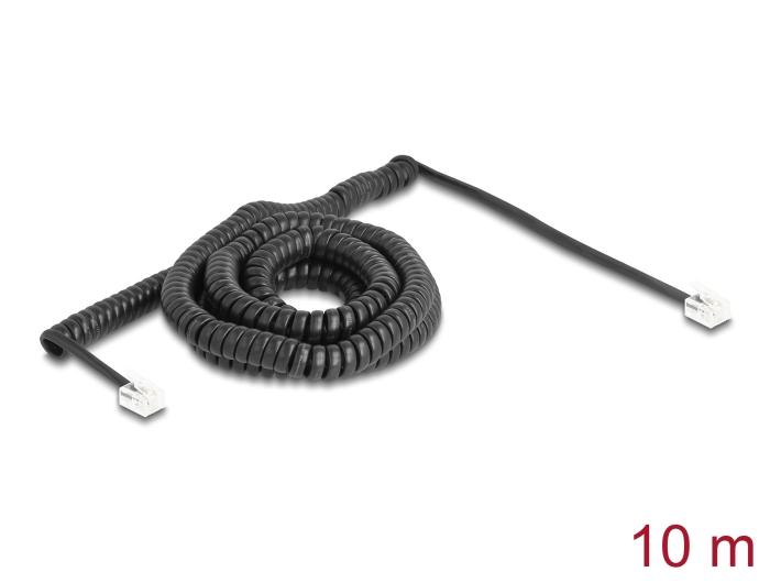 Delock Câble téléphonique / Spirale RJ11 Fiche mâle vers Fiche mâle noir 10