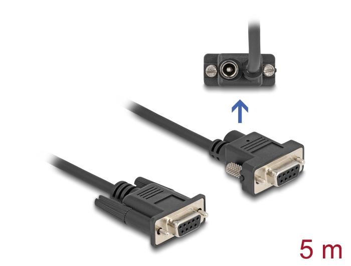 Câble série Delock RS-232 D-Sub9 femelle vers D-Sub9 femelle avec alimentation