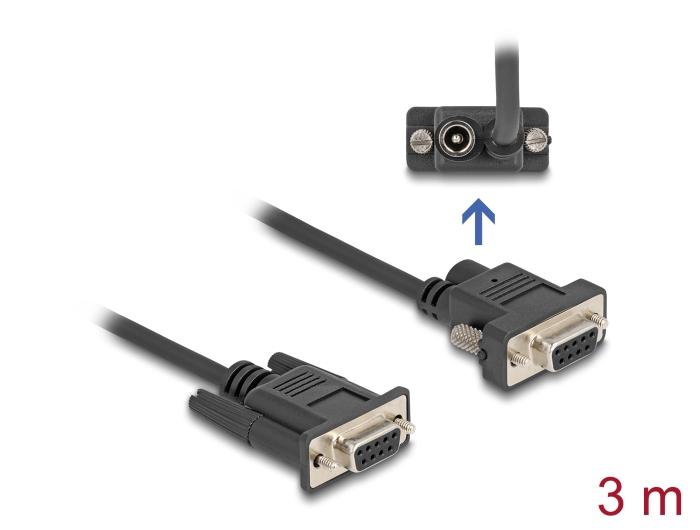 Câble série Delock RS-232 D-Sub9 femelle vers D-Sub9 femelle avec alimentation