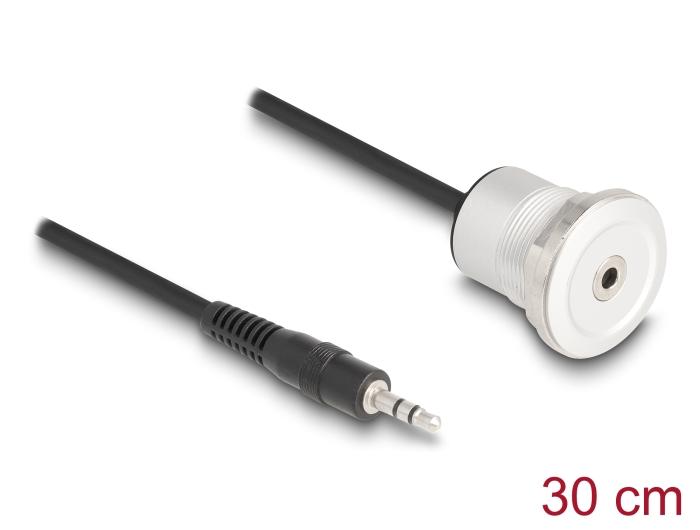Delock 3,5 mm 3-polige inbouwbus met kabelpeitsje stekker 30 cm Al
