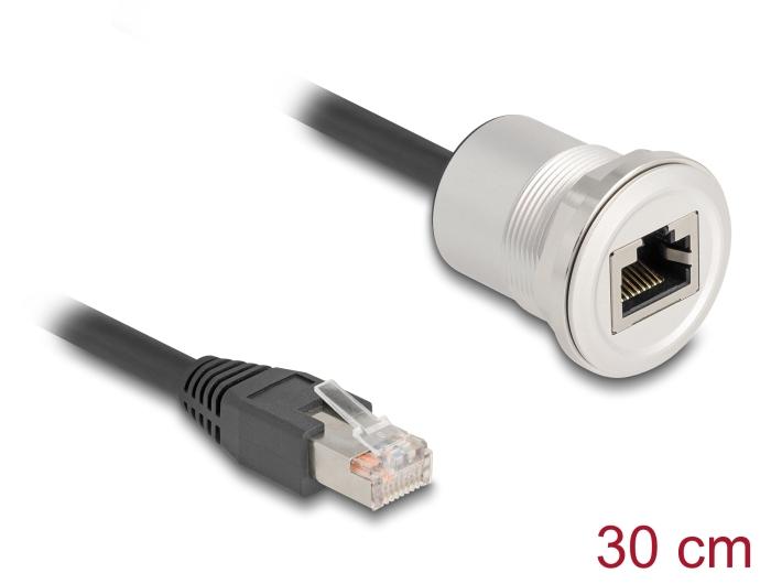 Delock RJ45 Inbouwbus met kabelpeitsje Stekker Cat.5e STP 30 cm Alumin