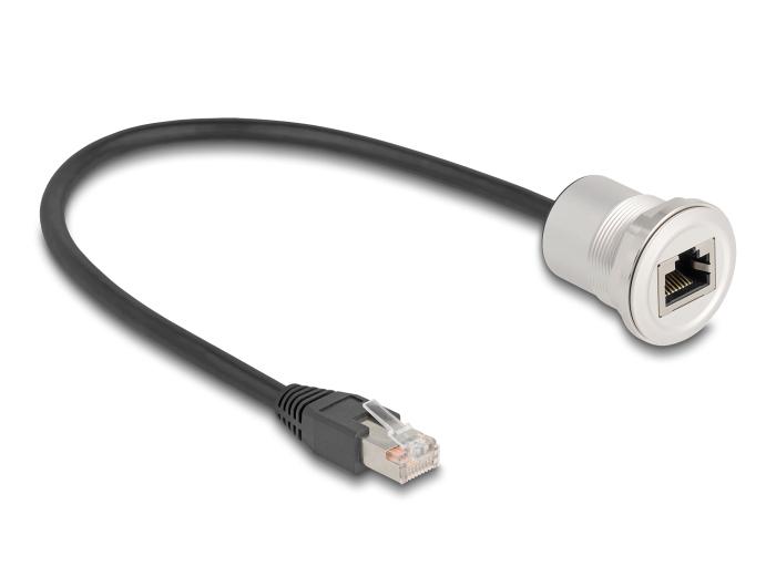Delock RJ45 Inbouwbus met kabelpeitsje Stekker Cat.5e STP 30 cm Alumin