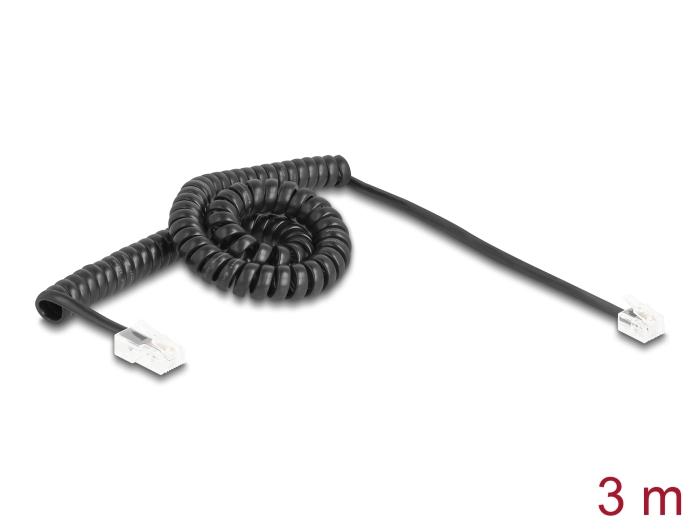 Câble téléphonique Delock / Spirale RJ11 vers RJ45 noir 3 m