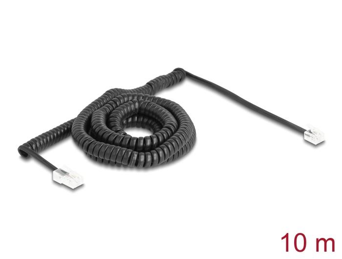 Delock Câble téléphonique / Spirale RJ11 vers RJ45 noir 10