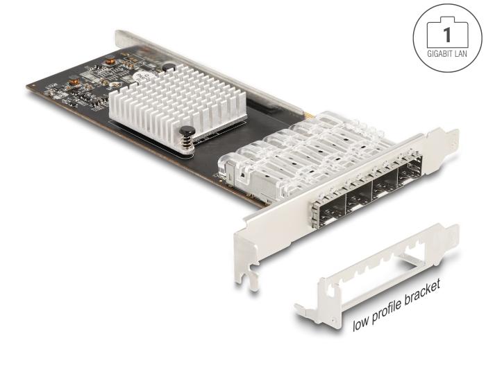 Delock PCI Express x4 kaart met 4 x SFP slot Gigabit LAN i350