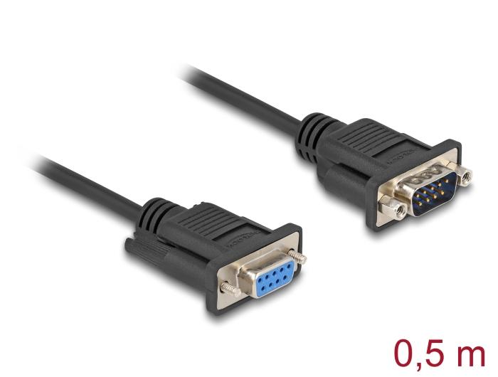 Câble série Delock RS-232 D-Sub9 mâle vers femelle avec connecteur fin