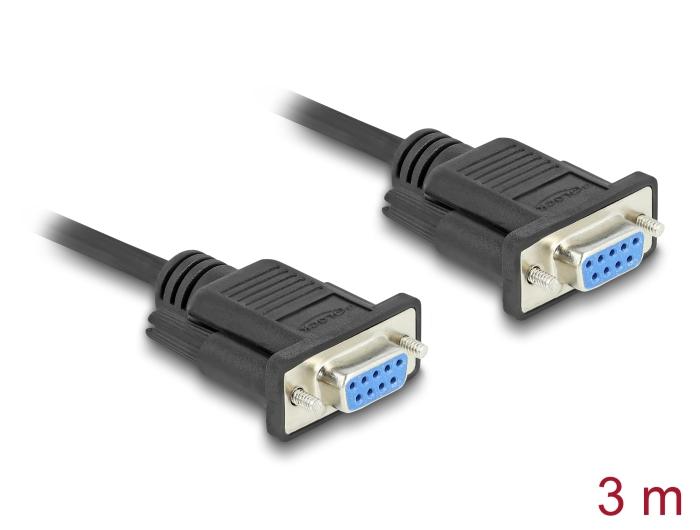 Câble série Delock RS-232 D-Sub9 femelle-femelle avec boîtier de connecteur étroit