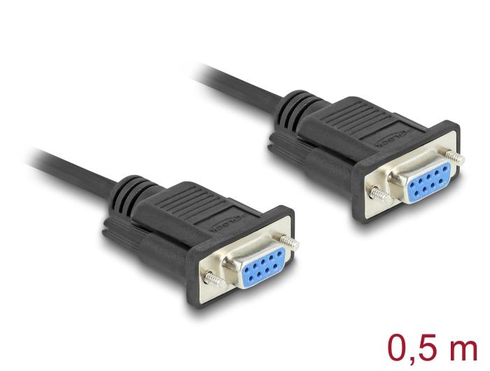 Câble série Delock RS-232 D-Sub9 femelle-femelle avec boîtier de connecteur étroit