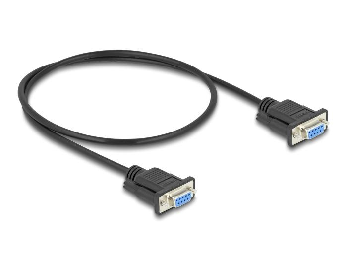 Câble série Delock RS-232 D-Sub9 femelle-femelle avec boîtier de connecteur étroit
