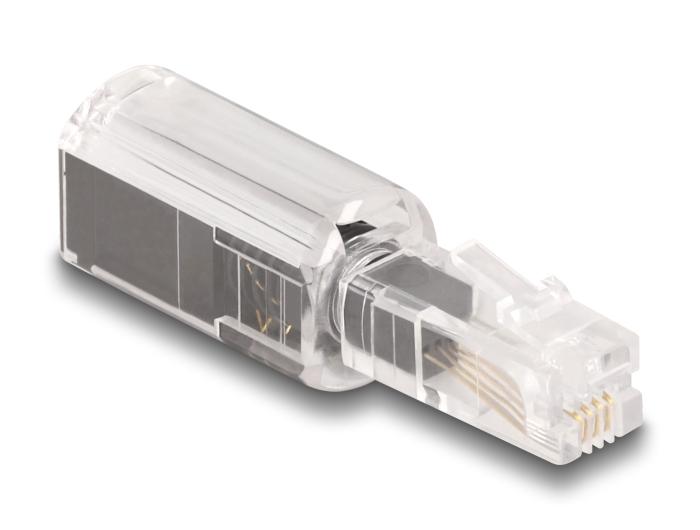 Delock Adaptateur de protection contre la torsion de câble téléphonique RJ10 mâle vers RJ10 femelle Adaptateur