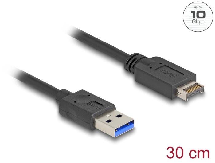 Delock USB 10 Gbps Kabel USB type-E Key A 20-pins stekker naar USB type-A stekker