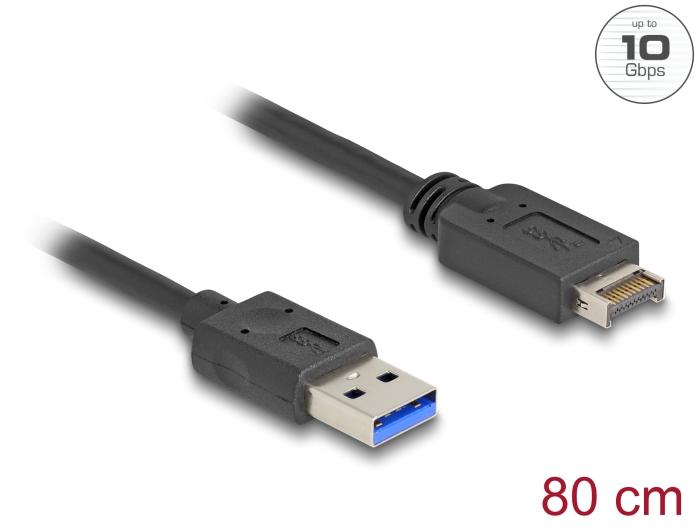 Delock USB 10 Gbps Kabel USB type-E Key A 20-pins stekker naar USB type-A stekker