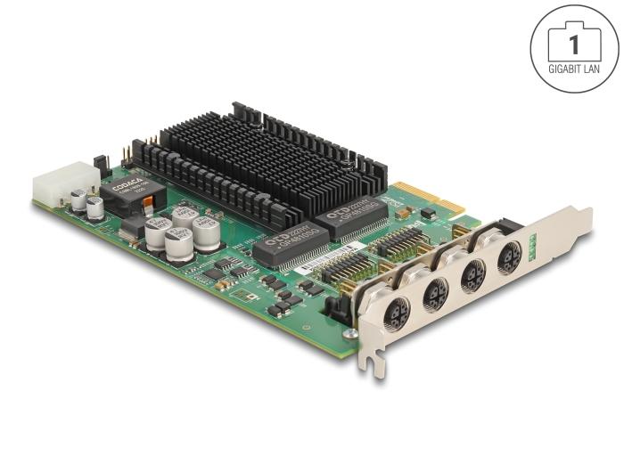 Delock PCI Express x4 kaart met 4 x M12 Gigabit LAN PoE+