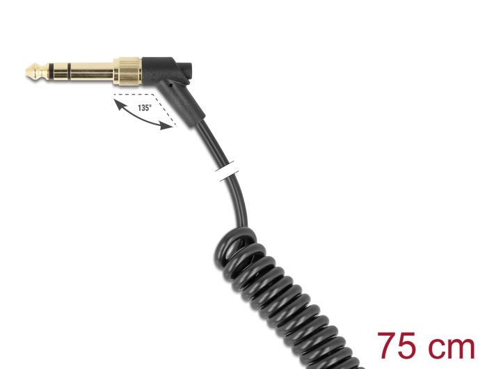 Câble spiralé Delock 3,5 mm Jack stéréo coudé