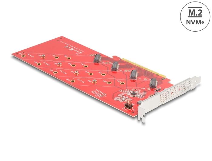 Delock PCI Express x16 kaart met 4 interne NVMe M.2 Key M 110 mm aansluitingen - Bifurcation
