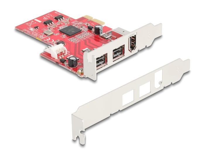 Carte Delock PCI Express x1 avec 2 x FireWire B externes + 1 x FireWire externe