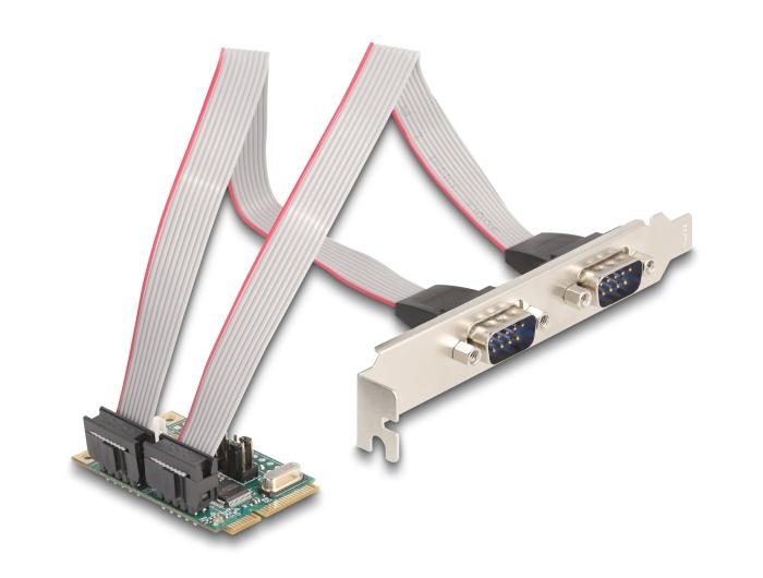 Delock Mini PCIe I/O PCIe full size 2 x Série RS-232 avec alimentation