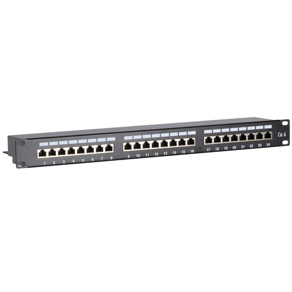 Patchpanel 1U 24 ports Cat 6 FTP 483 mm x 113 mm x 44 mm (LxPxH) 19 pouces Armoire de brassage Baie de serveur Baie de données