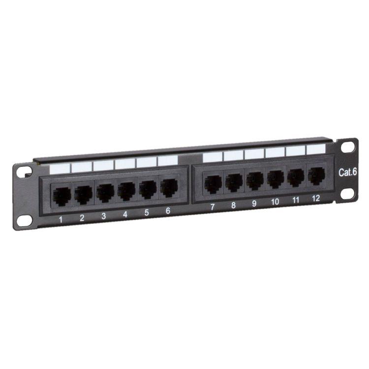 1U Patchpaneel 12 poorten 10 Inch 12x RJ45 female Patchkast Wandkast Datakast