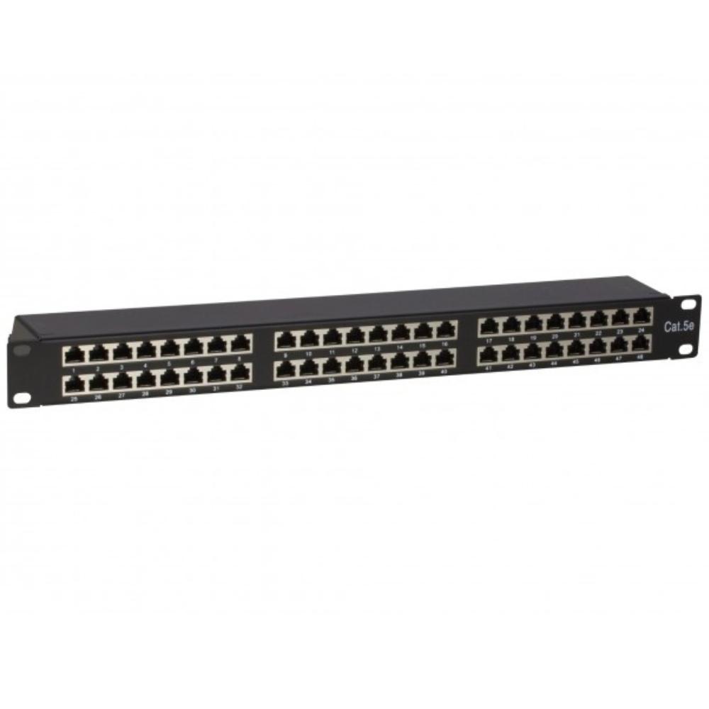 Patchpanel 1U 48 ports Cat 5e FTP 483 mm x 103 mm x 44 mm (LxPxH) 19 pouces Baie de brassage Armoire serveur Armoire de données