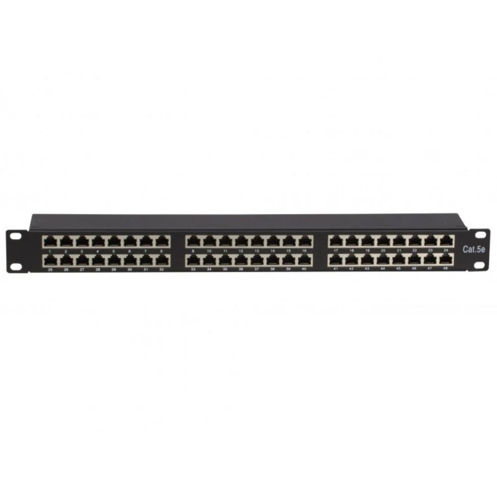 Patchpanel 1U 48 ports Cat 5e FTP 483 mm x 103 mm x 44 mm (LxPxH) 19 pouces Baie de brassage Armoire serveur Armoire de données