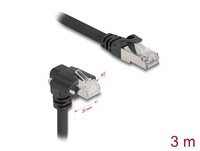 Delock GigE Câble caméra RJ45 Connecteur 90 coudé avec vis vers RJ45